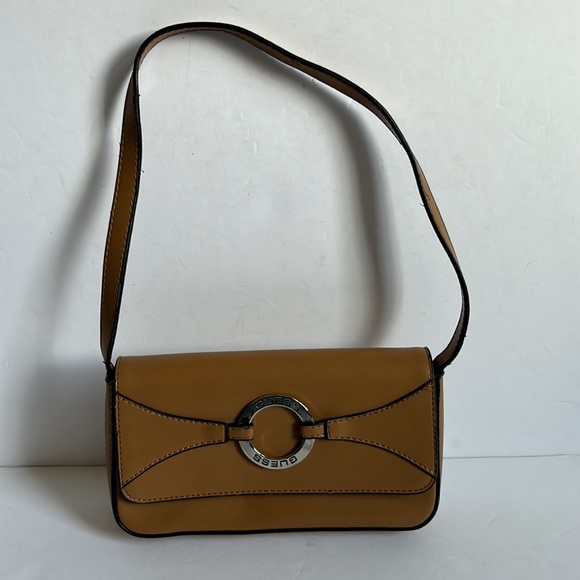 GUESS Vintage 90s Y2K Tan Flap Shoulder Bag Purse - Picture 10 of 11
